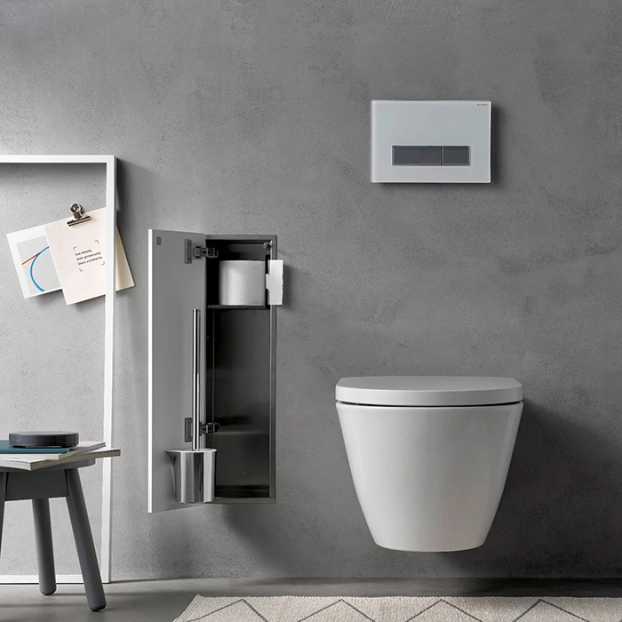 Emco Asis pure Модуль-WC 17х60см., встраиваемый, с держателем туалетной бумаги и ершиком, петли справа, цвет: белый матовый
