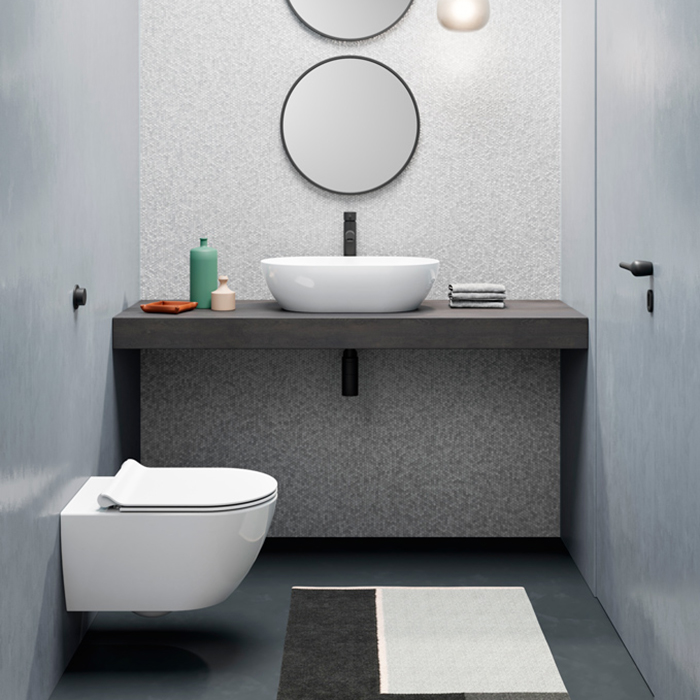 GSI Pura Унитаз подвесной 55х36см., Swirlflush с креплением, безободковый, цвет: белый глянцевый