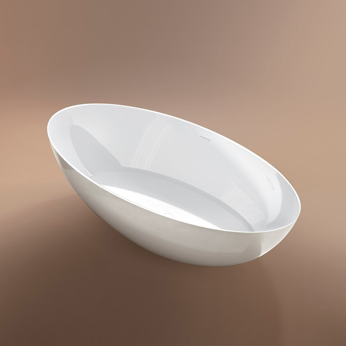 Gruppo Treesse Carezza Ванна 170х80х52см., отдельностоящая, Solid Surface, с сливом-переливом и сифоном, цвет: белый глянцевый