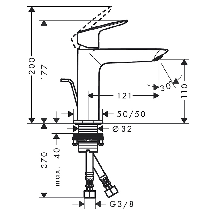 Hansgrohe Logis Смеситель для раковины, на 1 отв., с донным клапаном, цвет: хром