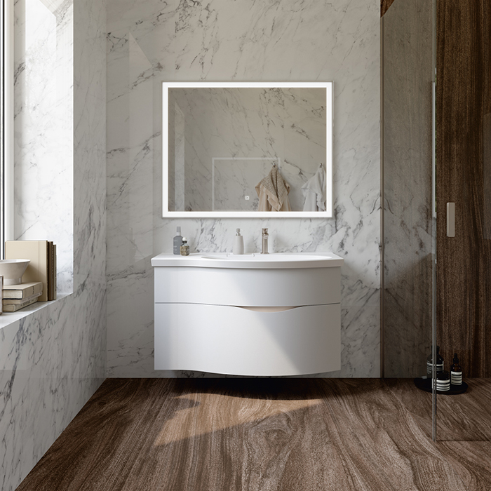 Kerama Marazzi Riva Тумба подвесная 100см, правая, с раковиной, цвет: белый матовый