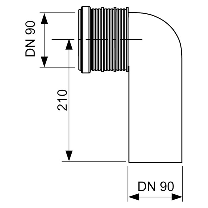 TECEprofil Отвод для унитаза  90° – DN 90/90