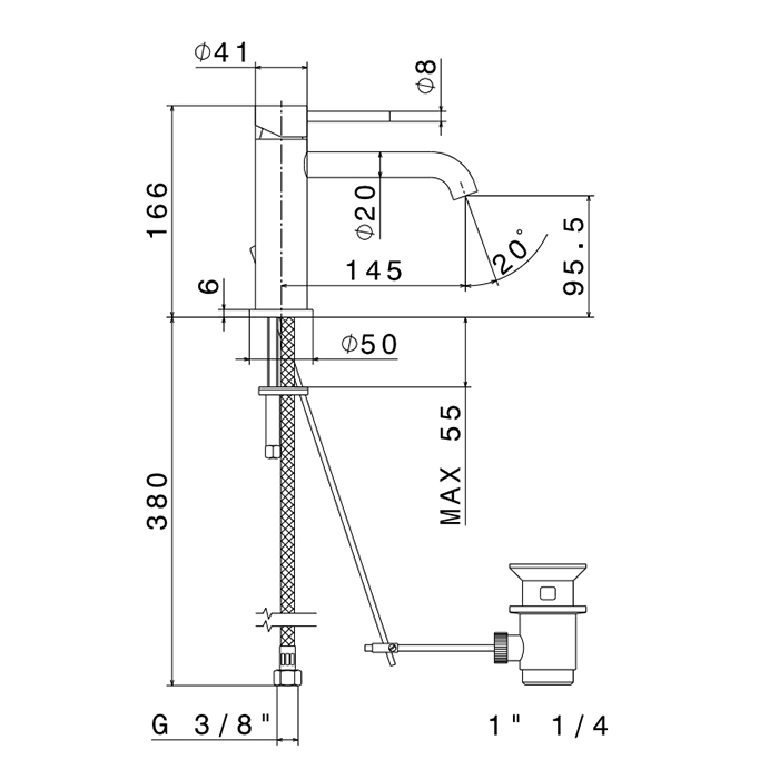 Newform X-STEEL 316 Смеситель для раковины на 1 отв.,  с донным клапаном, излив 14.5см., цвет: PVD Brushed pale gold