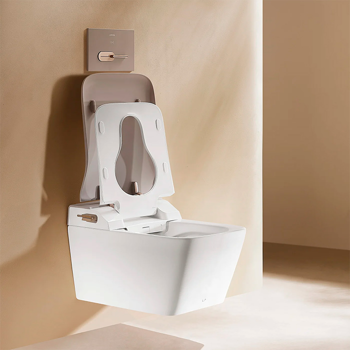 Arrow Glacier Унитаз Smart с функцией биде, 41x60см, подвесной, безободковый, клавиша смыва, цвет: белый / бежевый