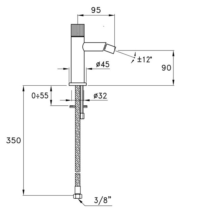 Stella Sirius Смеситель для биде, на 1 отв., без донного клапана, цвет: черный матовый PVD