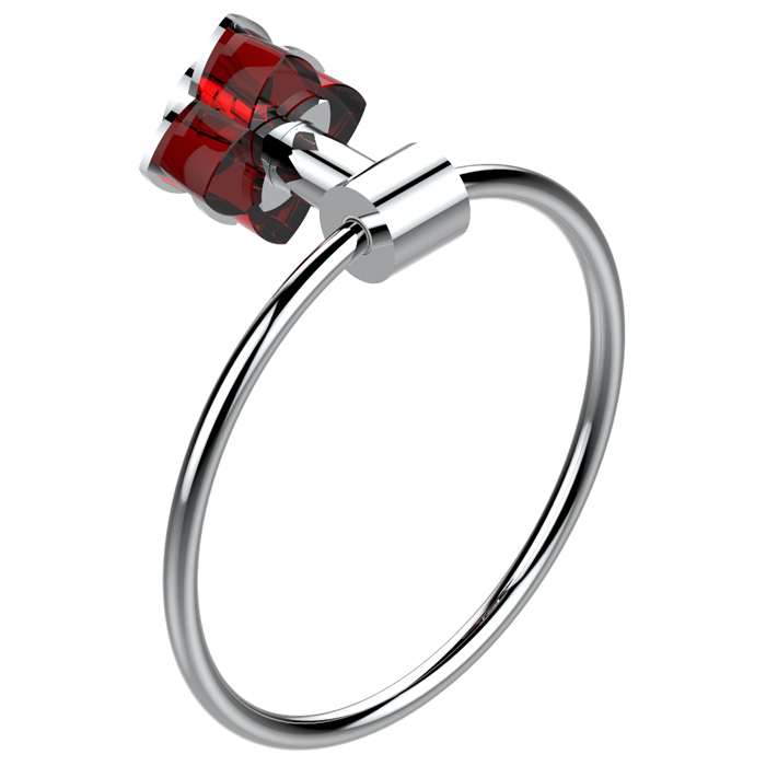 THG Pétale de cristal rouge Полотенцедержатель - кольцо 18см., подвесной, цвет: хром/красный хрусталь
