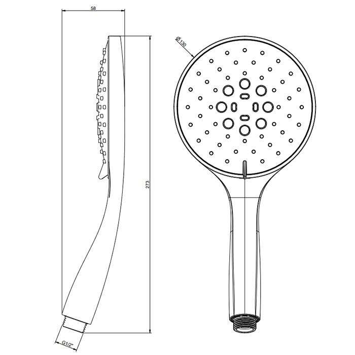 Gessi Emporio shower Ручной душ, с 3 режимами струи с защитой отизвесткового налёта с черным диском, цвет: хром