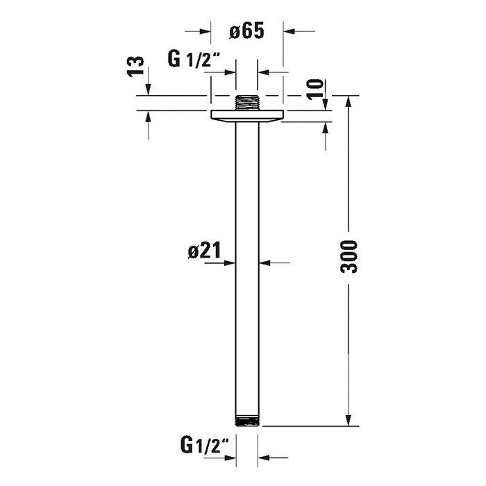 Duravit Shower Кронштейн для верхнего душа 30см., потолочный, цвет: хром