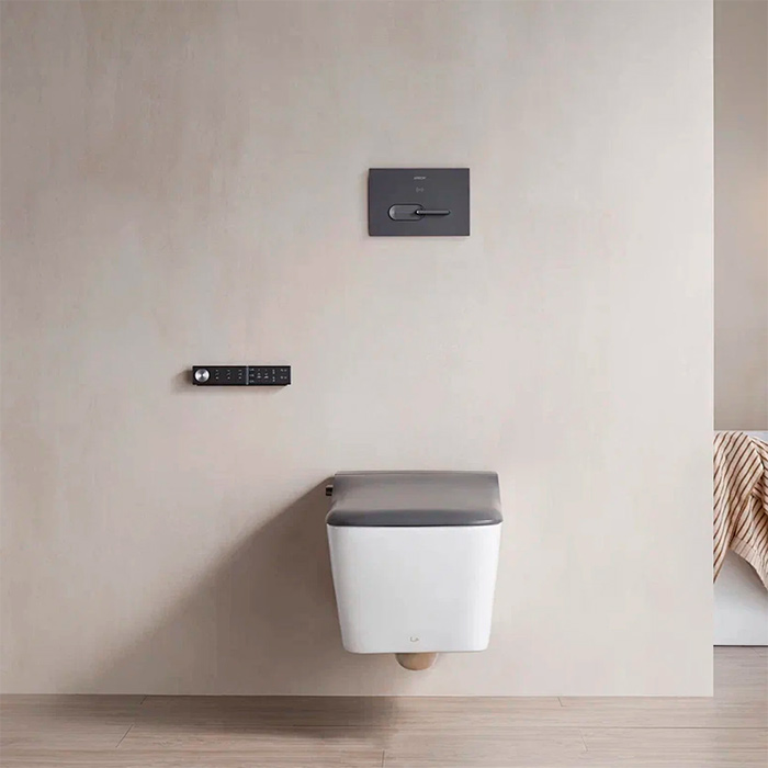 Arrow Glacier Унитаз Smart с функцией биде, 41x60см, подвесной, безободковый, клавиша смыва, цвет: белый / серый