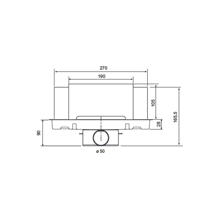 Plumberia Selection Трап душевой PS WALLDRAIN 6x30 встраив.в стену, с накл.из нерж.сталь, горизонт. выпуск Ду 50мм,40л/мин, цвет: нержавеющая сталь