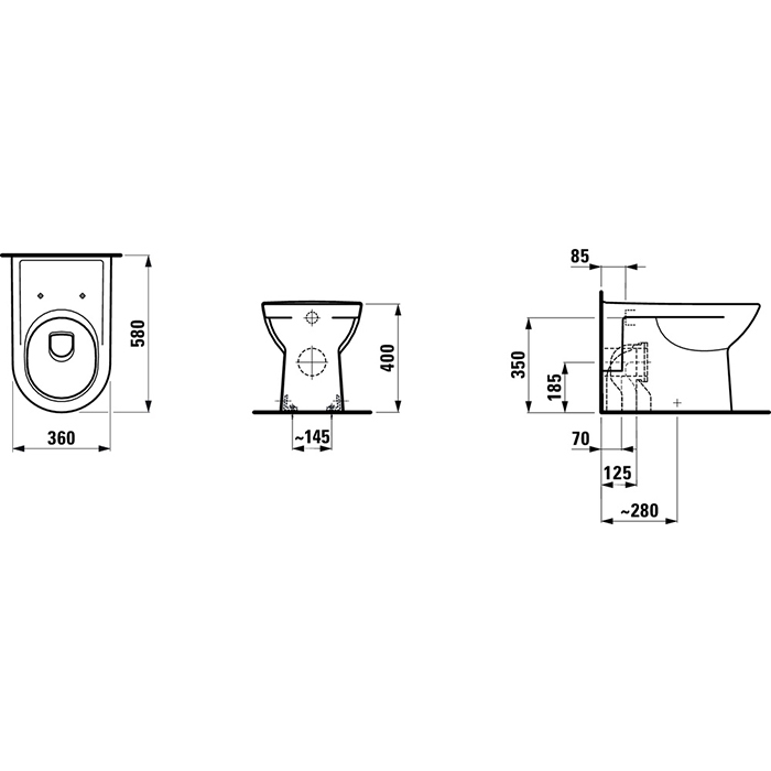 Laufen Pro Унитаз напольный 58x36x40см, цвет: белый