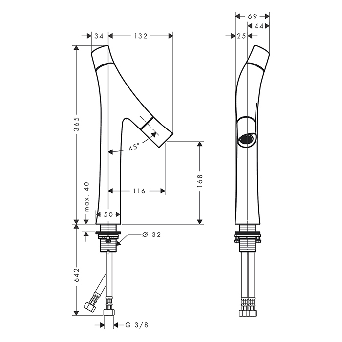 Axor Starck Organic Смеситель для раковины 170, на 1 отв., цвет: полированное золото