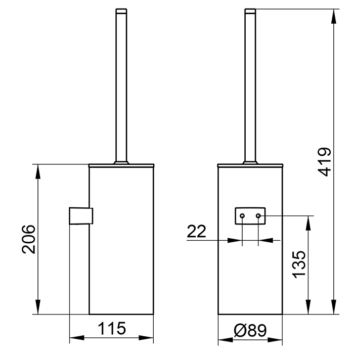 Keuco Collection Moll Туалетный ёршик, подвесной c крышкой, цвет: хром/anthracite