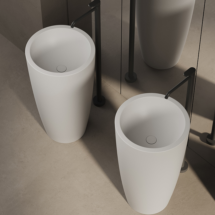 Dea Design Pedestal Basin Раковина 50х50х90см., напольная, без отв., Solid Surface, цвет: White №18