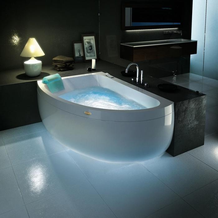 Jacuzzi Aquasoul Offset R+C Ванна, пристенная, 150x100x57см, гидромассажная, Sx, смеситель, с панелями цвет: белый/хром