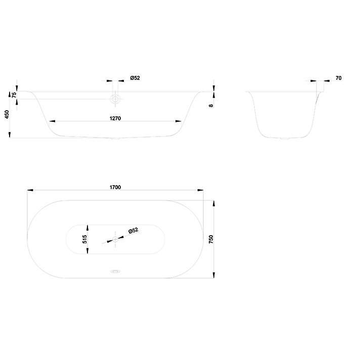 Bette Lux Oval Ванна встраиваемая 170x75х45см BetteGlasur® Plus, цвет: белый