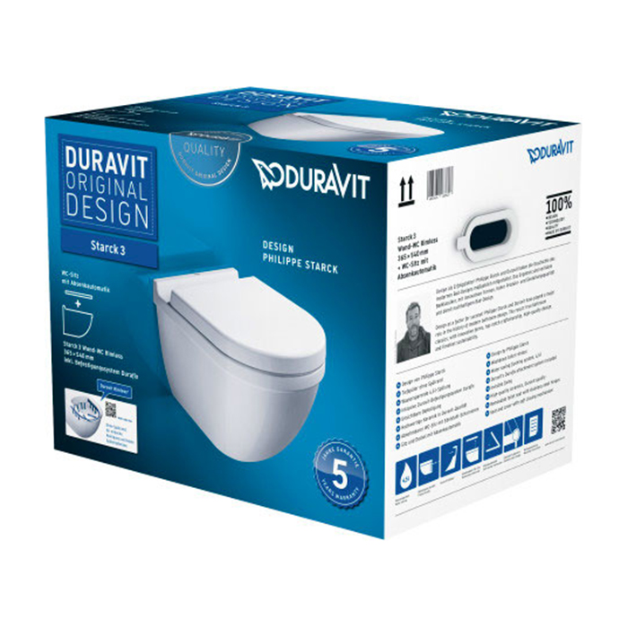 Duravit Starck 3 Комплект: подвесной унитаз Rimless + сиденье с микролифтом (Soft Close)