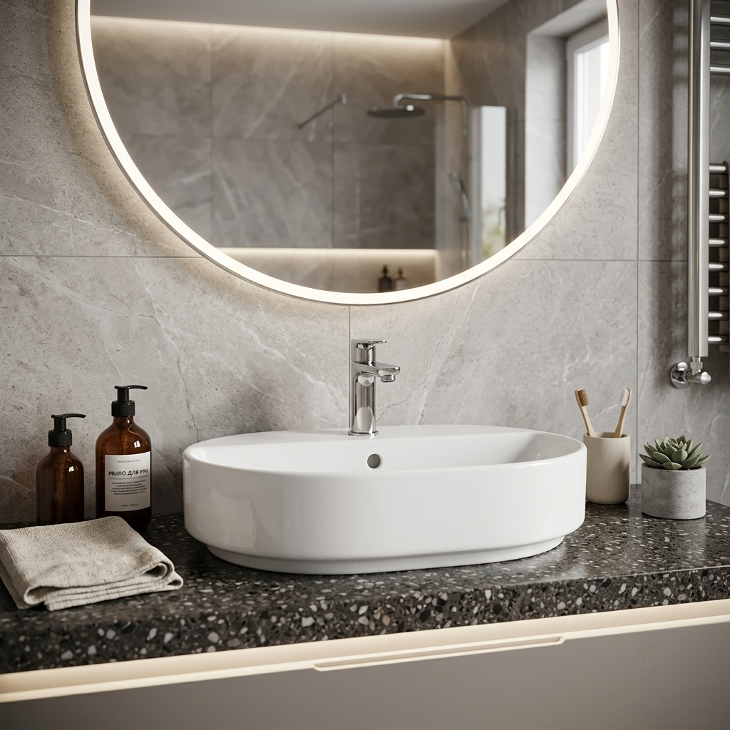 Ideal Standard i.life Раковина 55х40х13см., накладная, 1 отв., с переливом, без крепежа, цвет: белый глянцевый