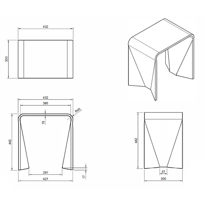 Knief Solid Surface Табурет отдельностоящий, из полимерного материала, цвет: Jaspis # 070