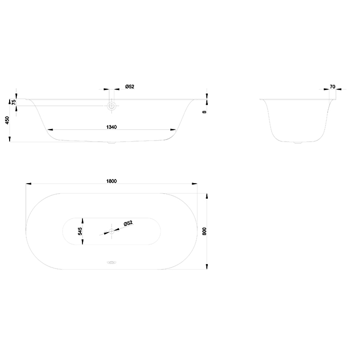 BetteLux Oval Ванна встраиваемая с шумоизоляцией 180x80x45 см, цвет: белый 