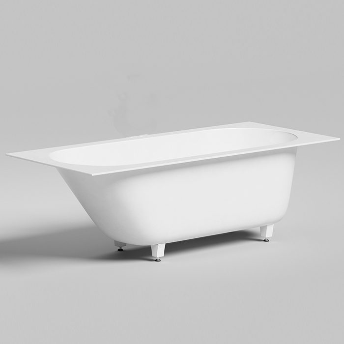 Salini Ornella Kit Встраиваемая ванна 170х75х60cм, овальная чаша, донный клапан, сифон, щелевой слив-перелив, S-Sense, цвет: белый матовый