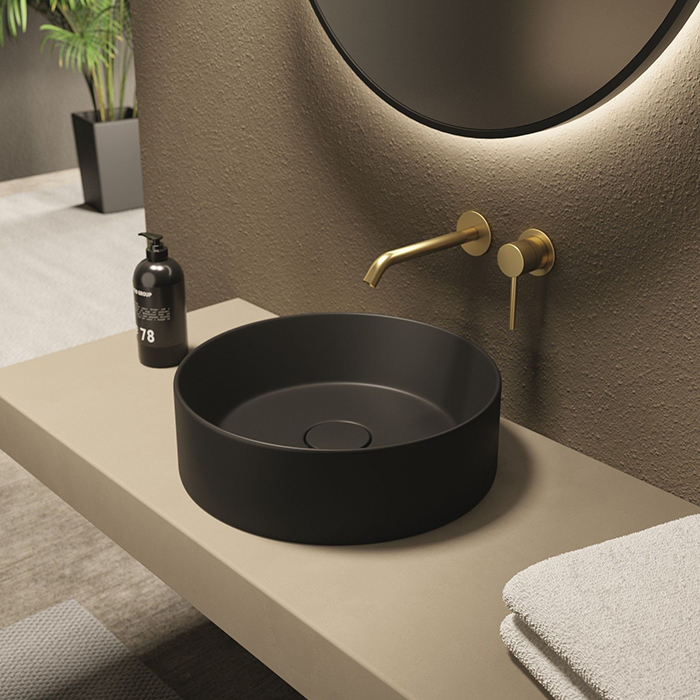Alice Spy Round Раковина Ø40см., накладная, без отв., цвет: чёрный матовый
