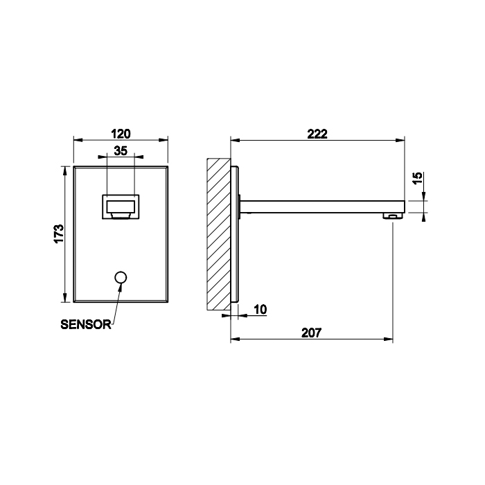 Gessi Rettangolo Встраиваемый электронный смеситель для раковины, внешняя часть, цвет: хром