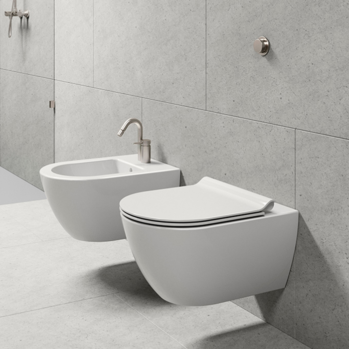 GSI Pura Унитаз подвесной 55х36см., Swirlflush с креплением, безободковый, цвет: белый матовый