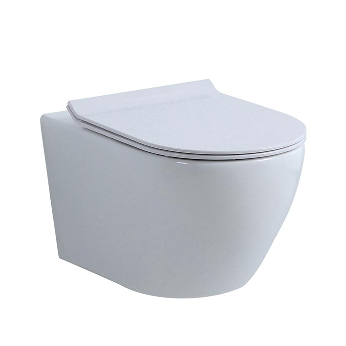 NEMO Унитаз 53x36см., подвесной, безободковый, tornado, сиденье микролифт, цвет: белый глянцевый