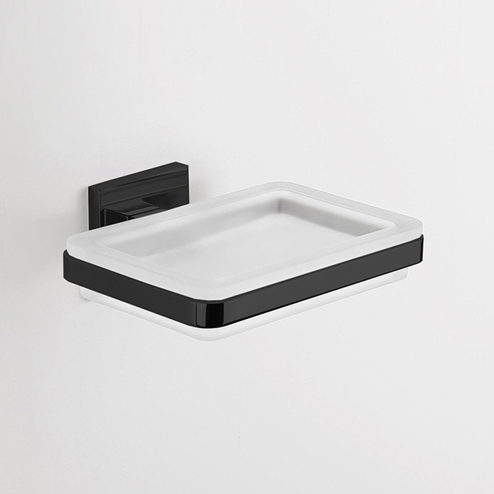 Colombo Basic Q Мыльница, подвесная, цвет: чёрный матовый/матовое стекло