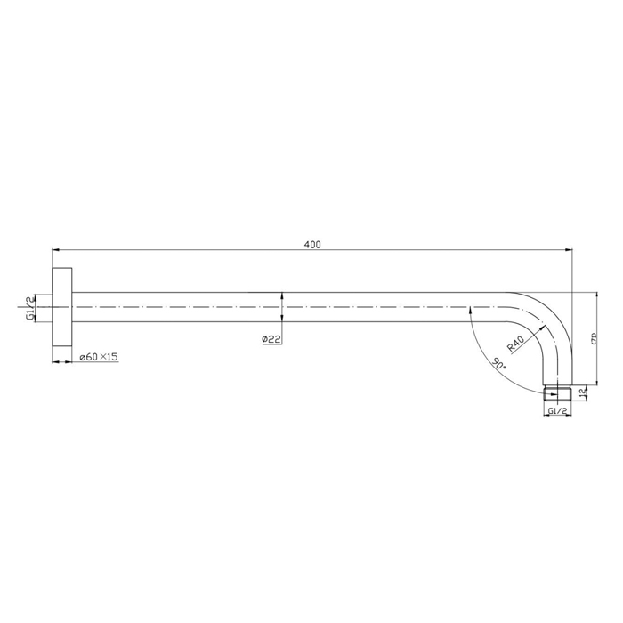 NEMO Кронштейн для верхнего душа 40см., настенный, цвет: брашированный никель