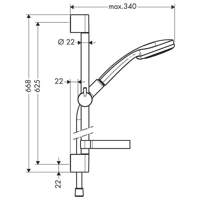 Hansgrohe Croma 100 Vario Душевой гарнитур, с ручным душем, настенный, цвет: хром