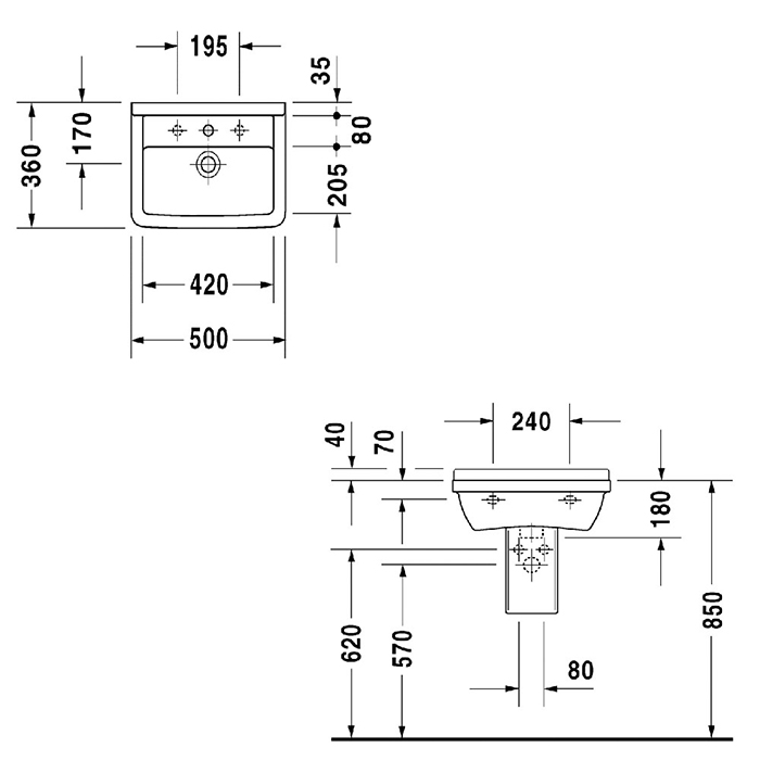 Duravit  Starck III Раковина 50х36 см, 1 отв., цвет: белый