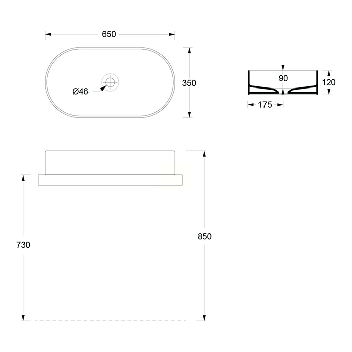 Alice Hide Stadium Раковина 65x35х12см., накладная, без отв., цвет: белый матовый