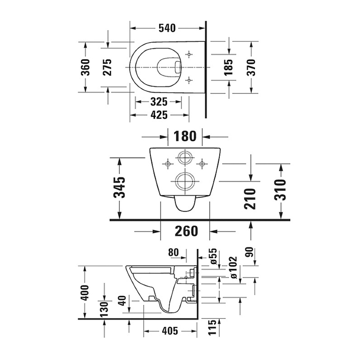 Duravit D-Neo Унитаз 37х54см., подвесной, безободковый, цвет: антрацит матовый