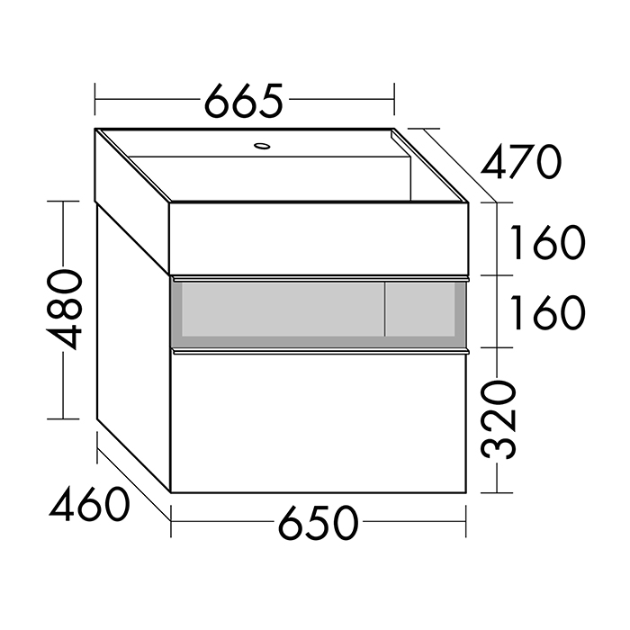 Burgbad Yumo Комплект подвесной мебели 66x47x64 см, со стеклянной вставкой, цвет: серый