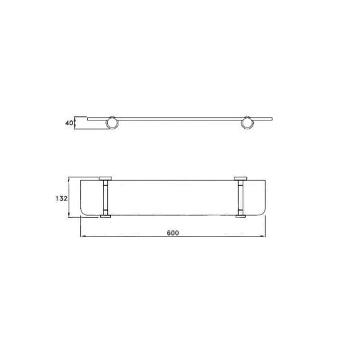 Stella Lucilla Полочка стеклянная под зеркало 60 см, подвесная, цвет: хром