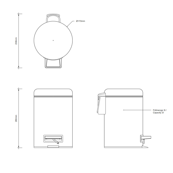 Decor Walther Universal Ведро с педалью, цвет: Сталь полированная 