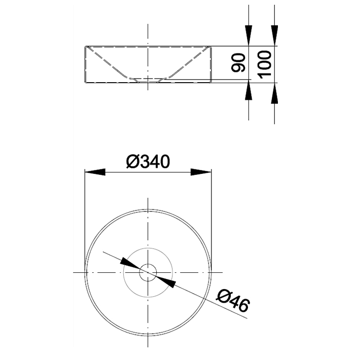 BETTE Suno Раковина накладная 34cм, круглая, без перелива, цвет: белый 