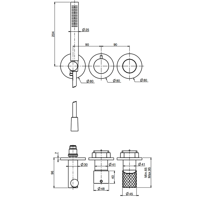 Fima Carlo Frattini Spillo Tech Смеситель для душа, встраиваемый, на 2 источника, с ручным душем, цвет: золото