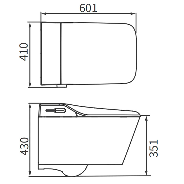 Arrow Glacier Унитаз Smart с функцией биде, 41x60см, подвесной, безободковый, клавиша смыва, цвет: бежевый