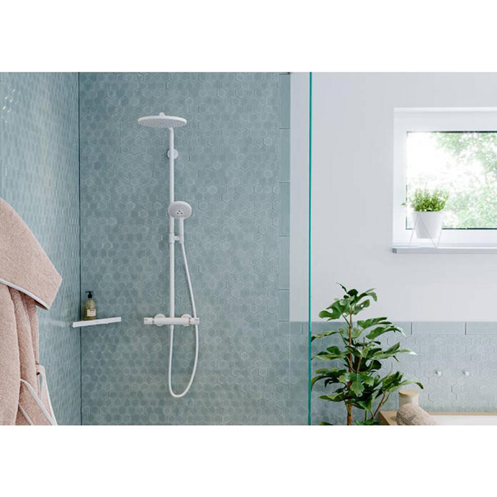 Hansgrohe Croma Select S Душевая система, 1jet, EcoSmart, с термостатом и ручным душем, цвет: белый матовый