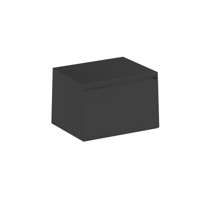 Kerasan Kanaal Тумба подвесная 60х46.5см, с 1 ящиком, стеклянная столешница, цвет: черный матовый 