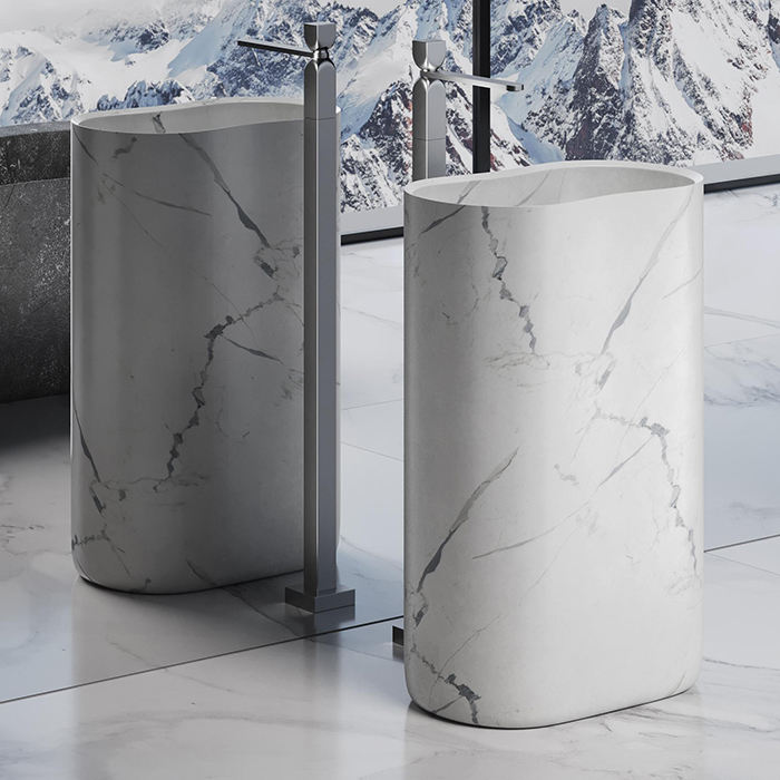 Dea Design Marble Torino Раковина 56.3х36.7х90см., напольная, без отв., мрамор, цвет: Statuario White