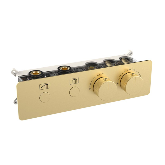 NEMO Смеситель для душа, встраиваемый, термостатический, на 2 потребителя, цвет: брашированное золото