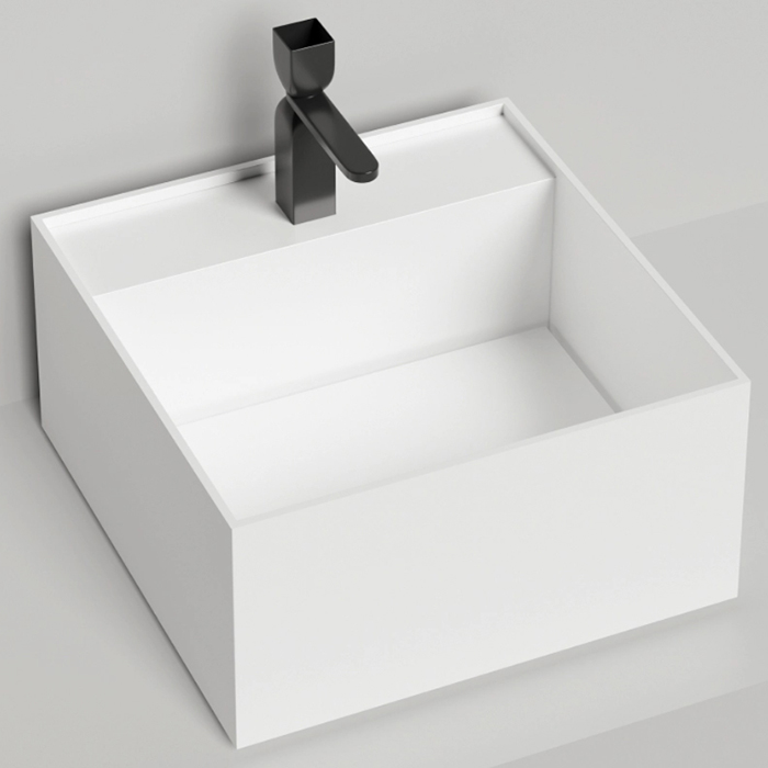 Salini Armonia Square TOP 02 Раковина накладная 45х45х25cм., с 1 отв, материал: S-Stone, цвет: белый матовый
