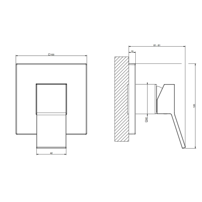 Gessi RETTANGOLO K Смеситель для душа, встраиваемый, цвет: Brushed Brass PVD