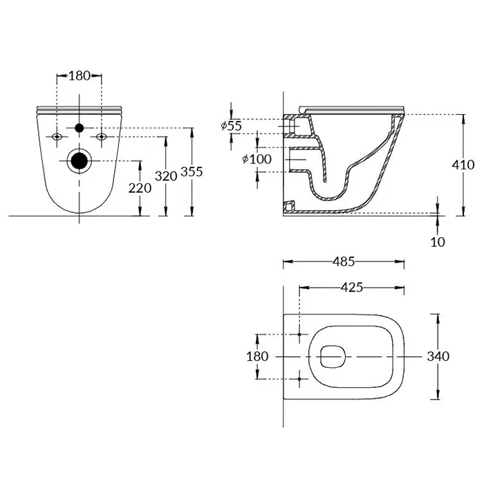 Kerama Marazzi Cubo Унитаз 34х48см, подвесной, смыв торнадо, с крепежом и сиденьем, цвет: белый глянцевый