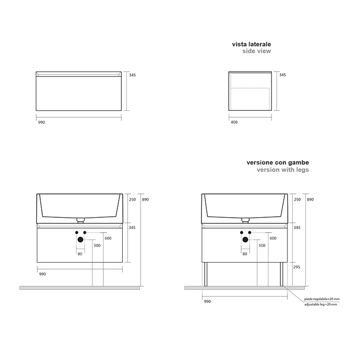 Kerasan Kanaal Тумба подвесная 100х46.5см, с 1 ящиком, цвет: белый матовый