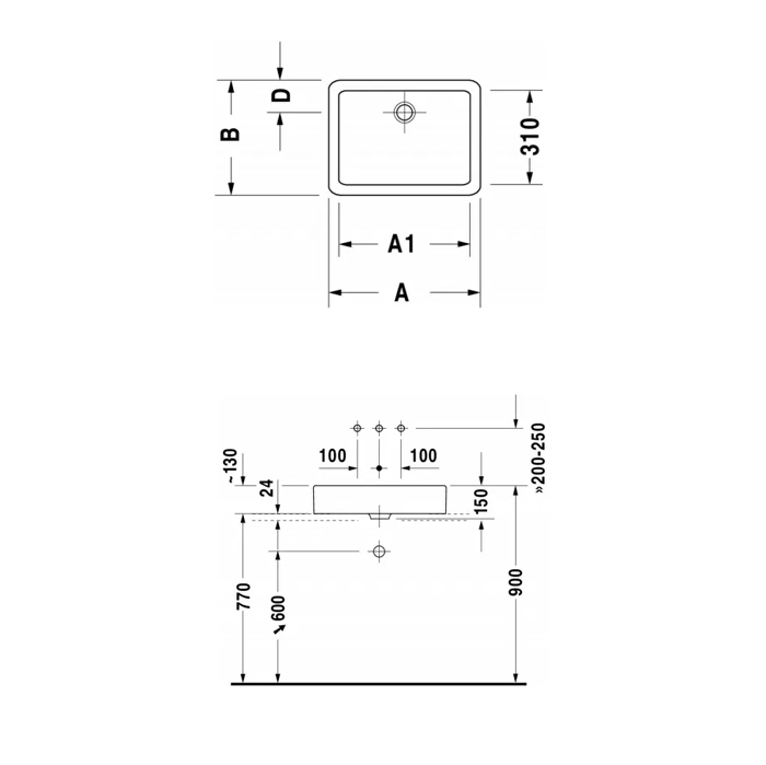 Duravit Vero Раковина 60x38 см, без отв., без перелива, цвет: белый